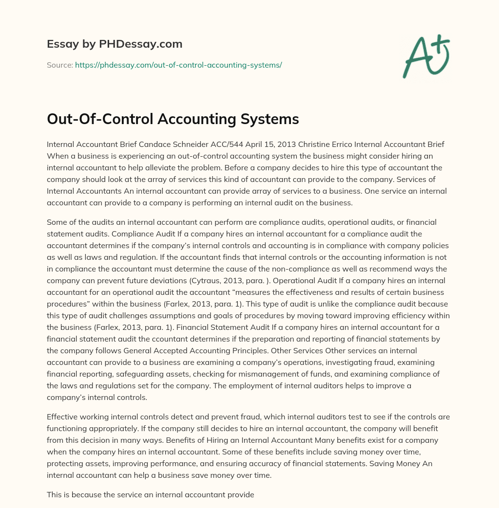 Out-Of-Control Accounting Systems essay