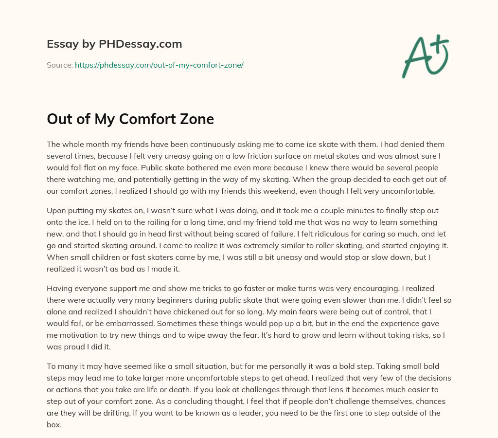 my comfort zone essay