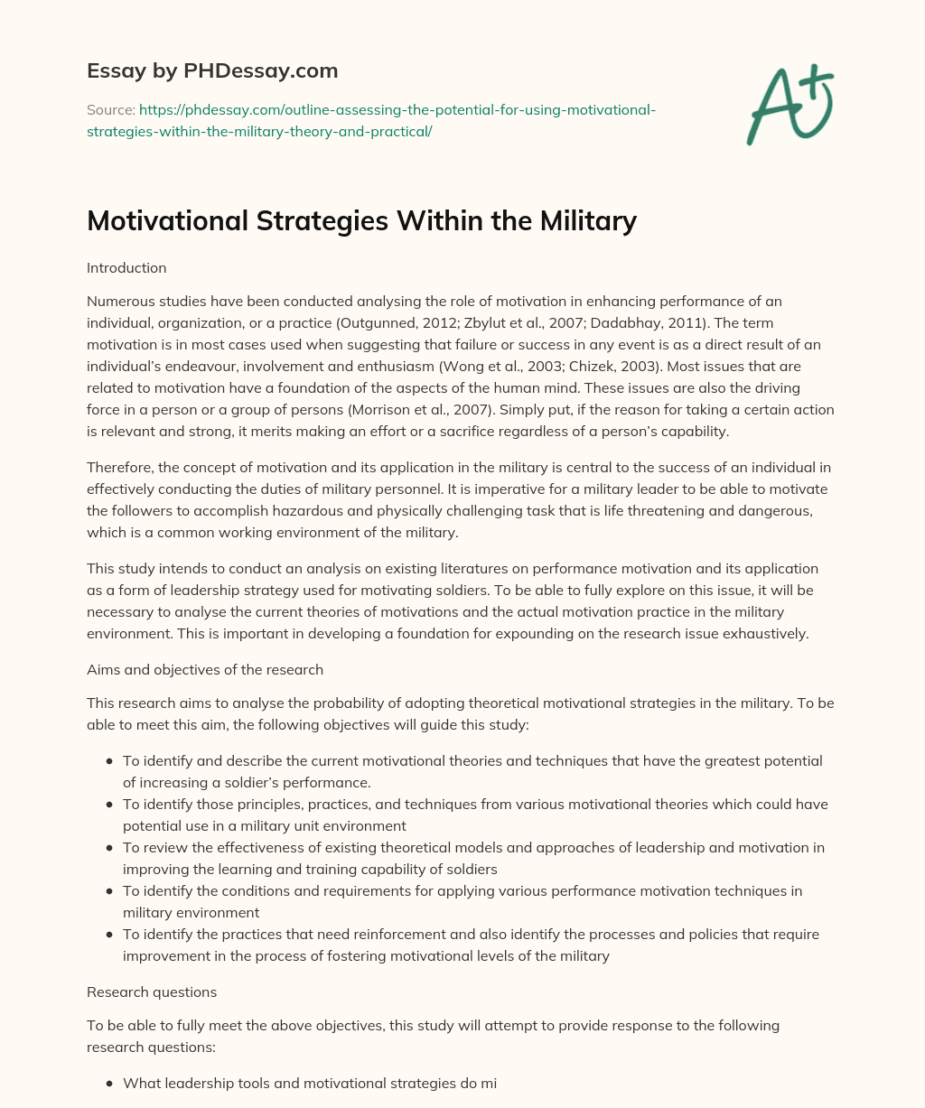 Motivational Strategies Within the Military essay