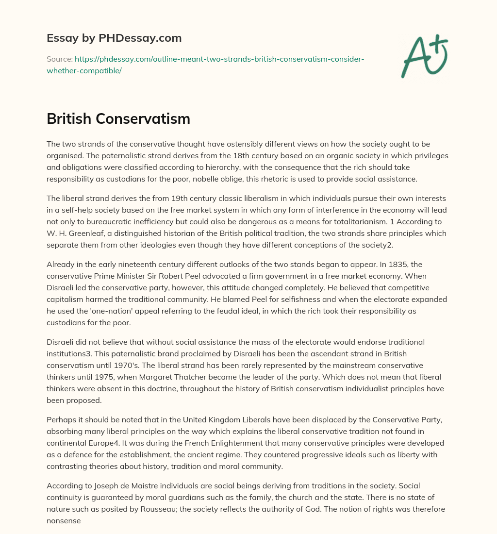 British Conservatism essay