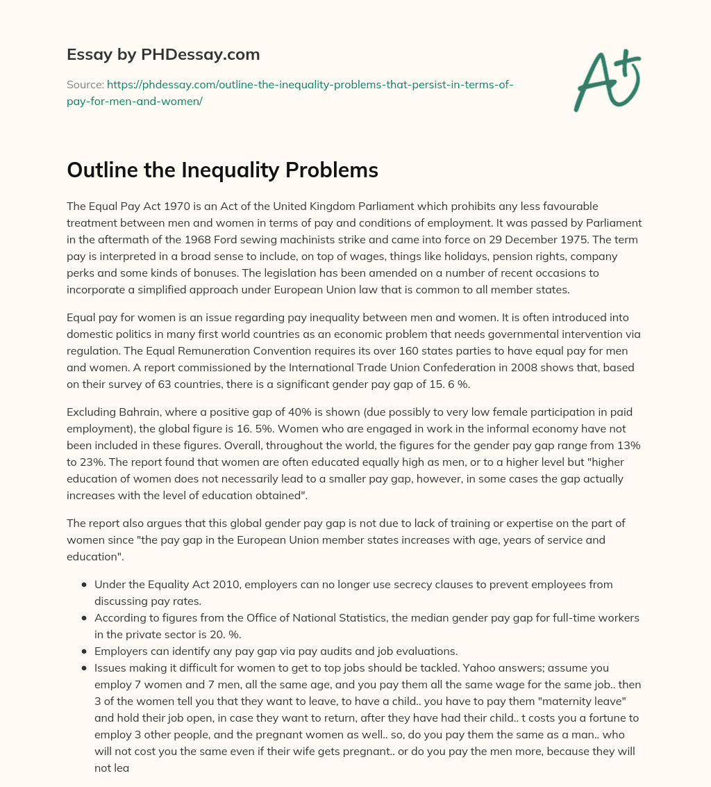 Outline the Inequality Problems essay