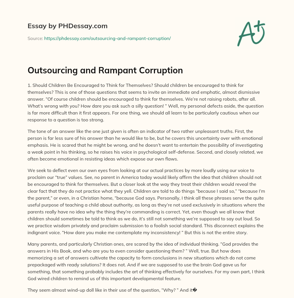 Outsourcing and Rampant Corruption essay