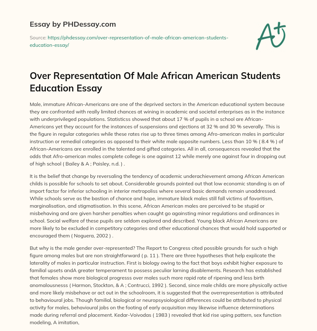 Over Representation Of Male African American Students Education Essay essay