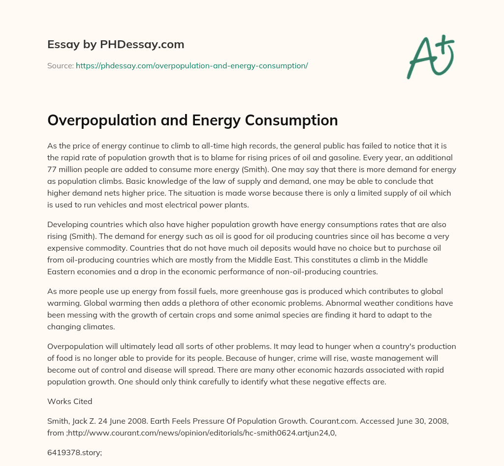 essay for energy consumption