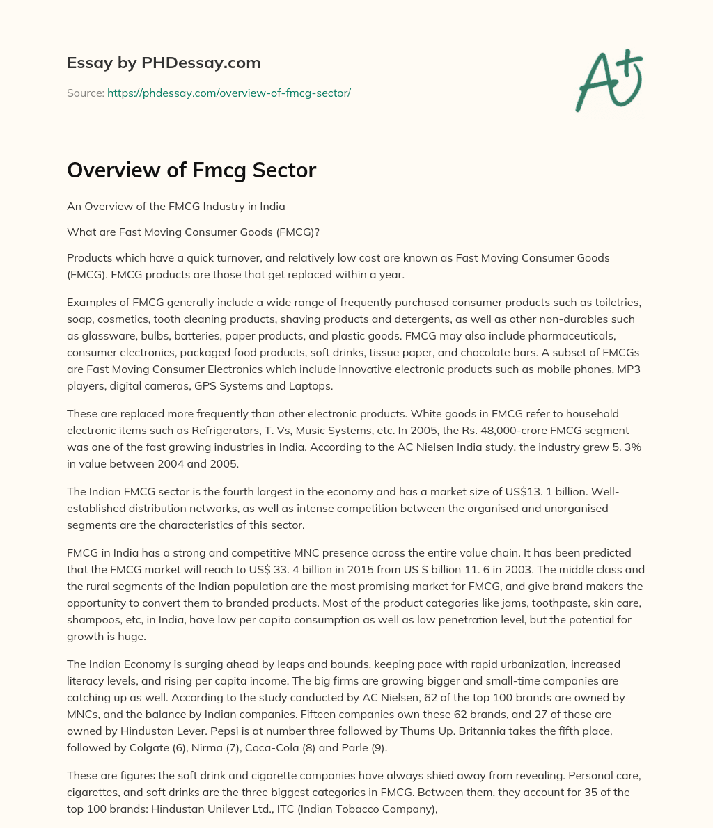 Overview of Fmcg Sector essay