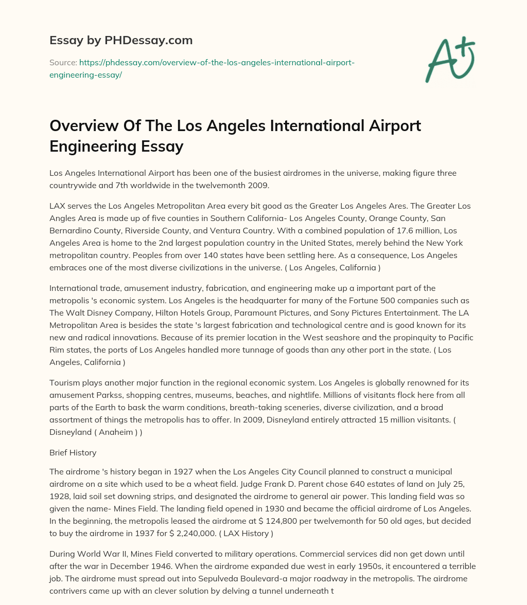 Overview Of The Los Angeles International Airport Engineering Essay essay