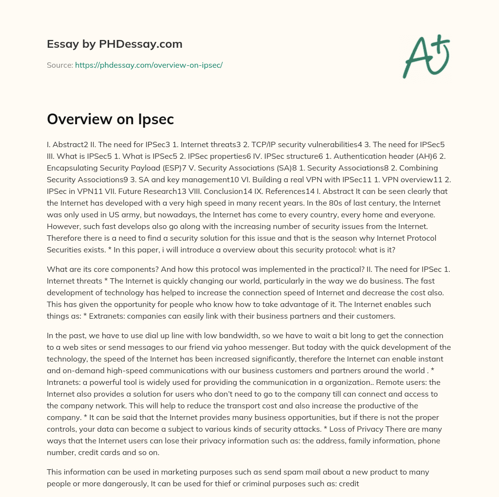 Overview on Ipsec essay