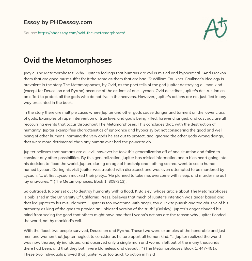 Ovid the Metamorphoses essay