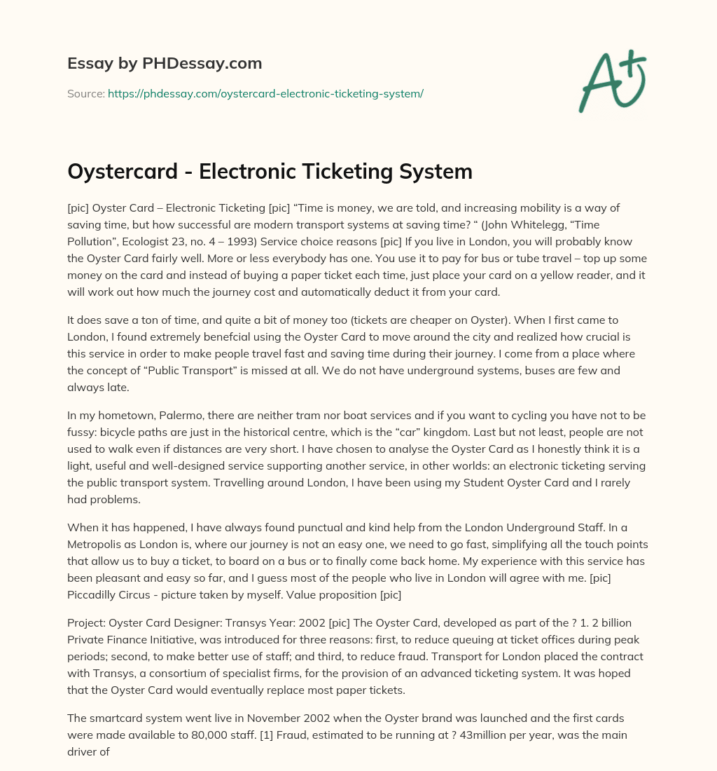 Oystercard – Electronic Ticketing System essay