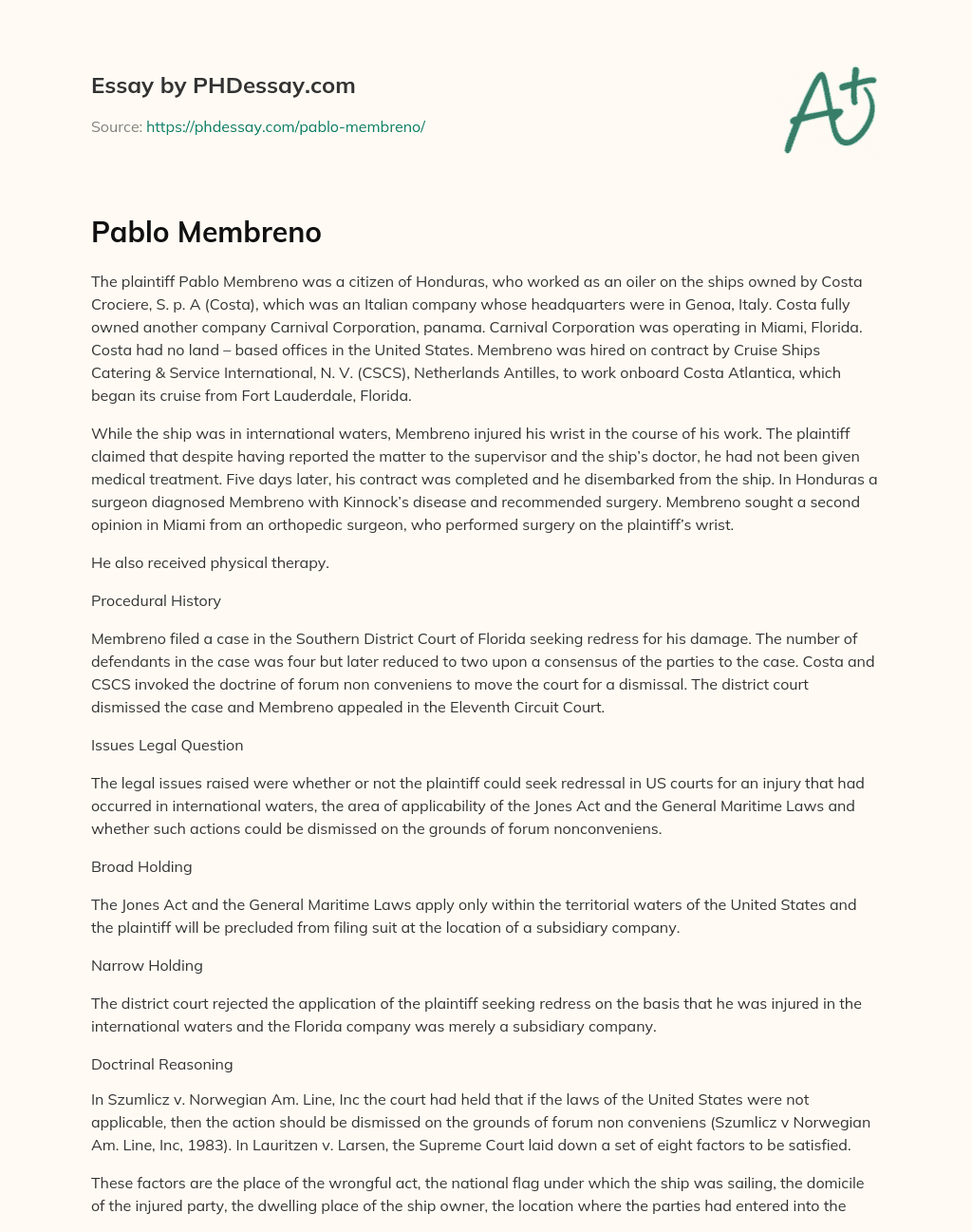 Pablo Membreno essay