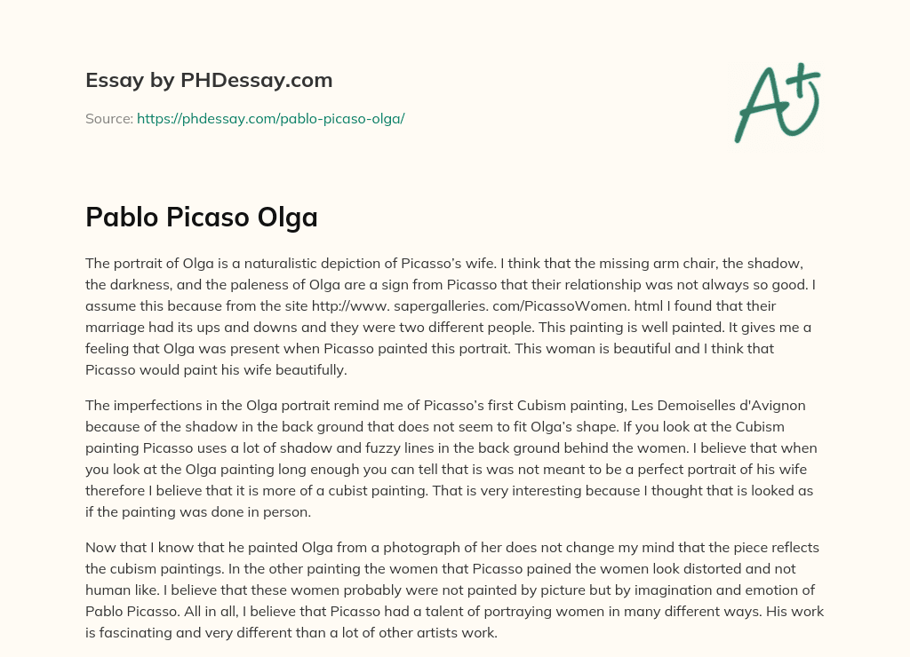 Pablo Picaso Olga essay