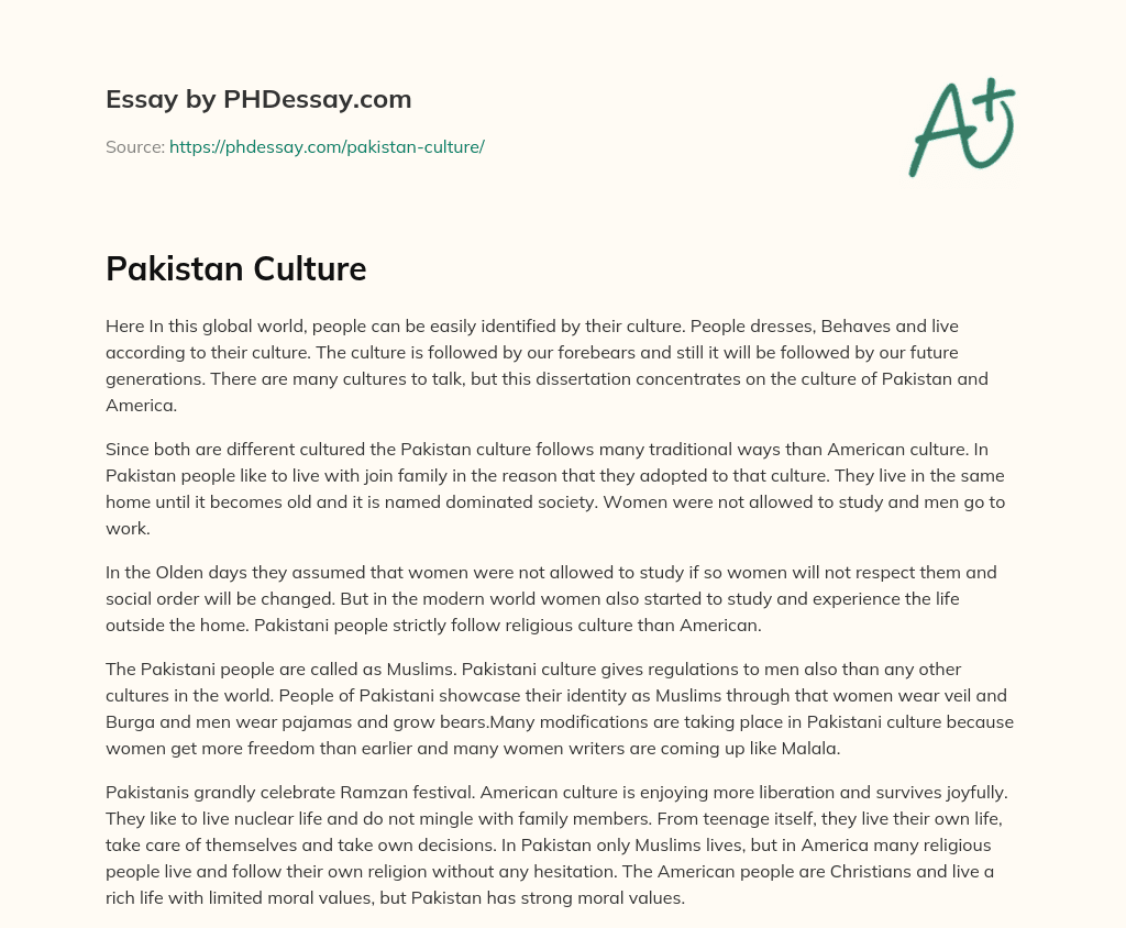 an essay on cultures of pakistan