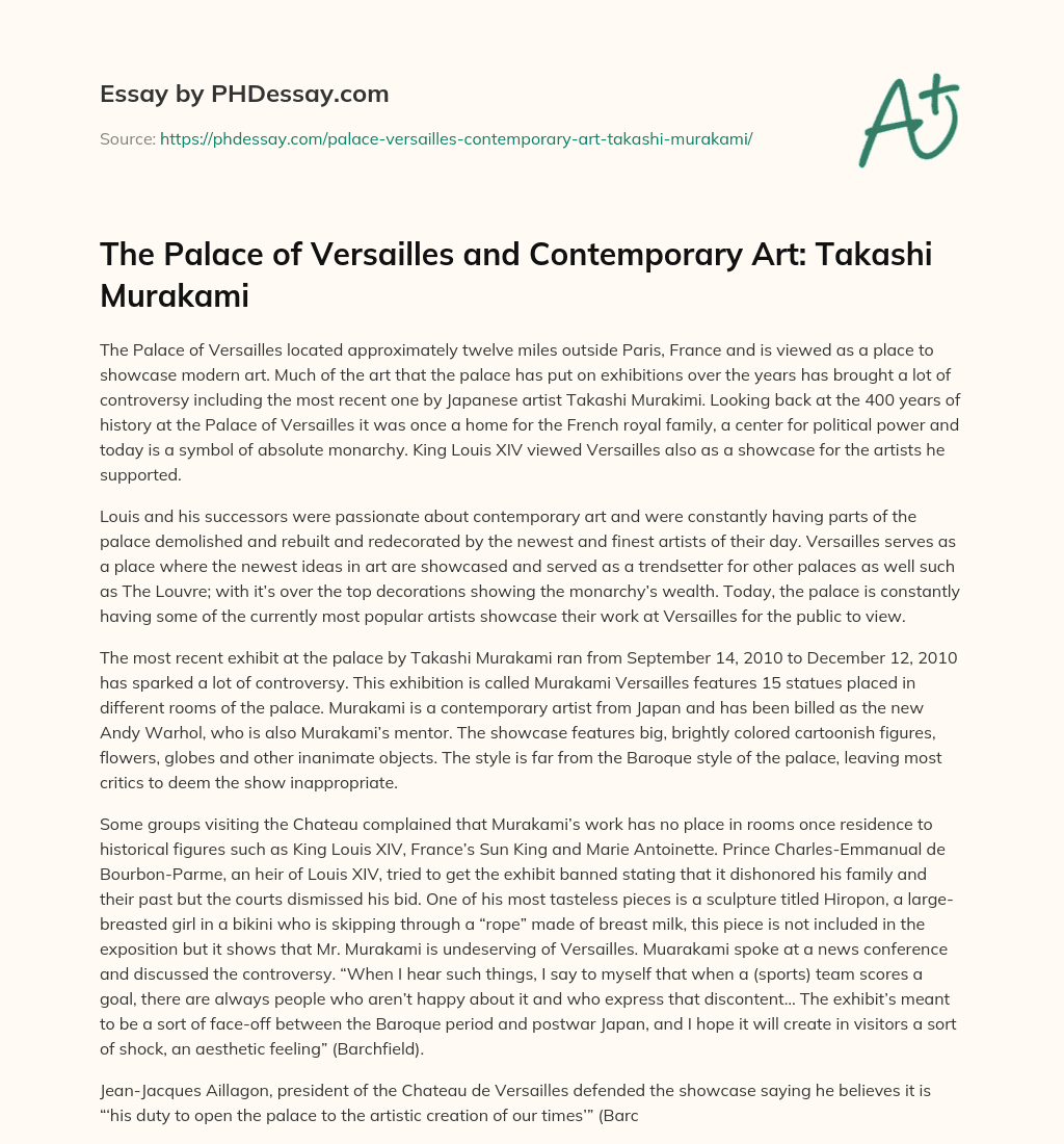 The Palace of Versailles and Contemporary Art: Takashi Murakami essay