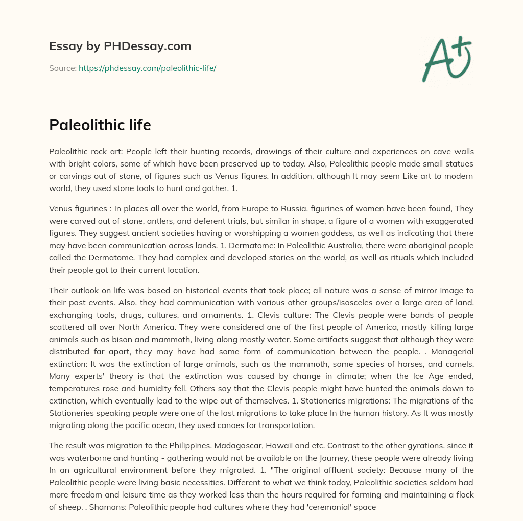 Paleolithic life essay
