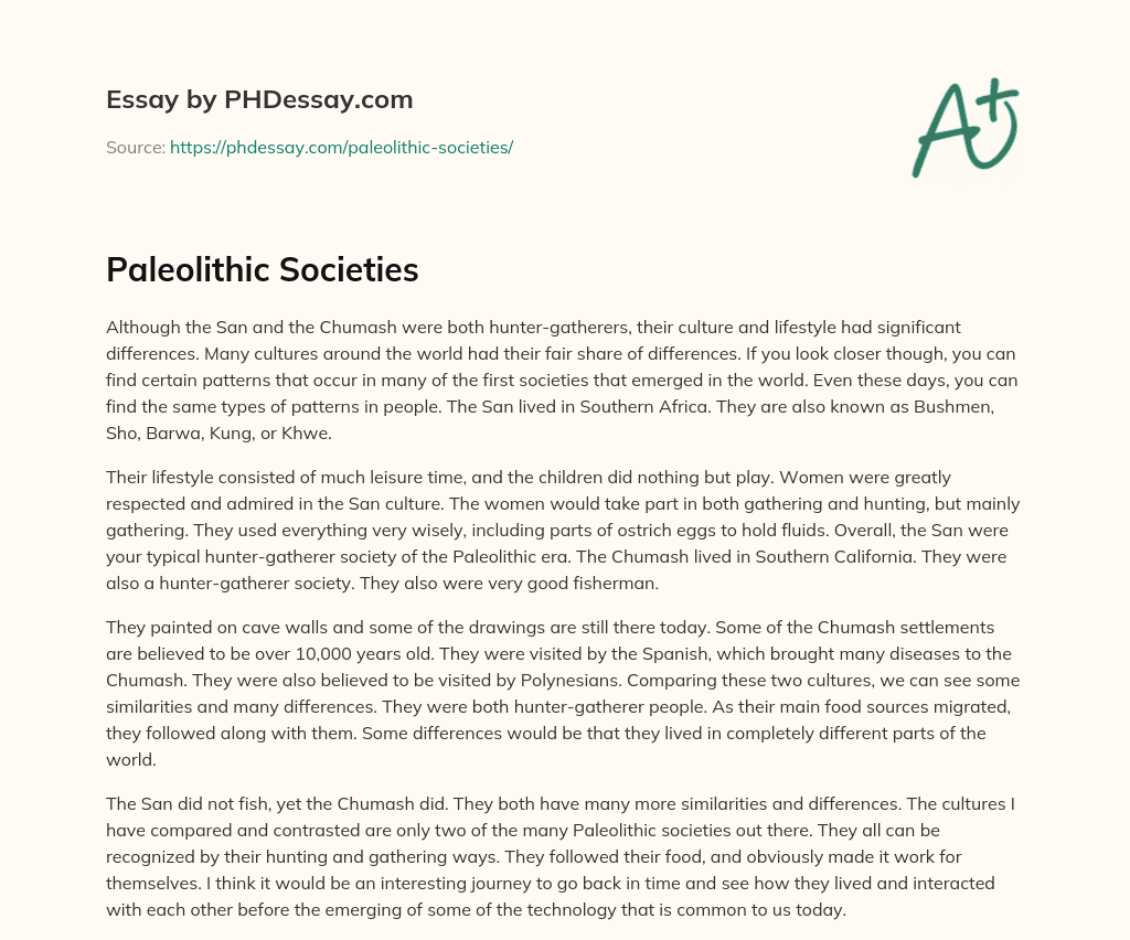 Paleolithic Societies essay
