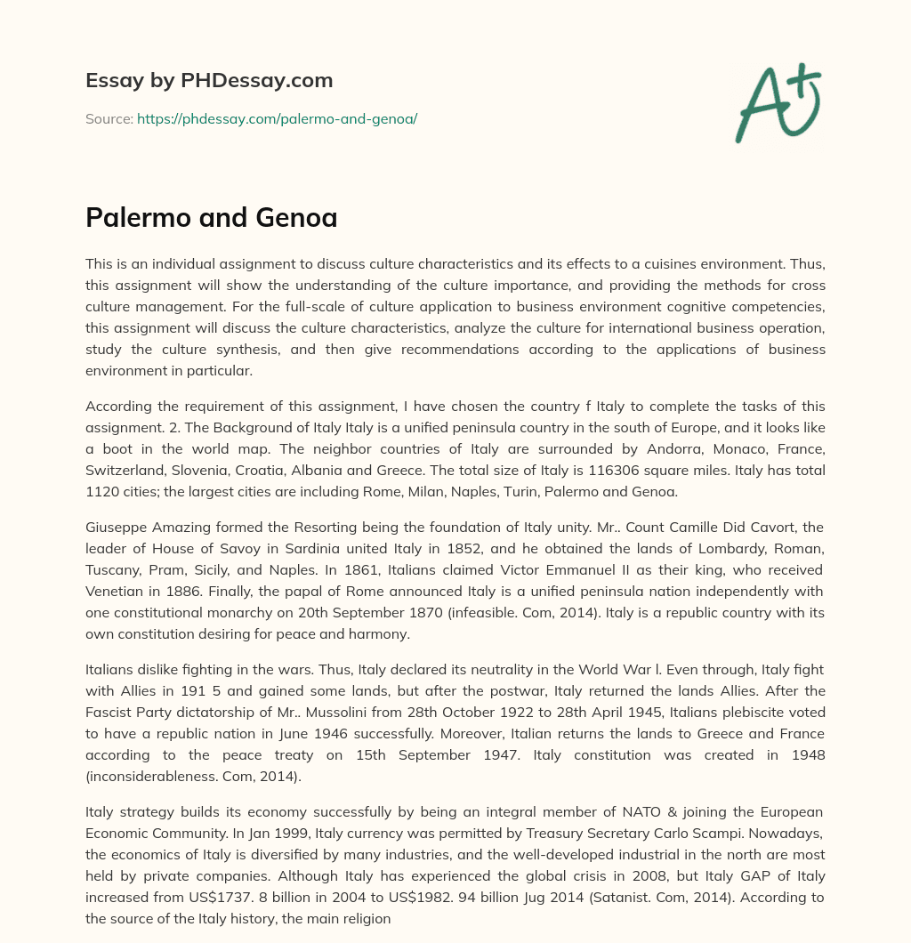 Palermo and Genoa essay