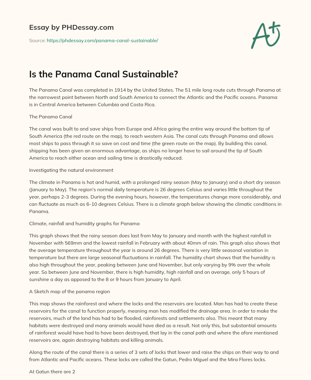 Is the Panama Canal Sustainable? essay