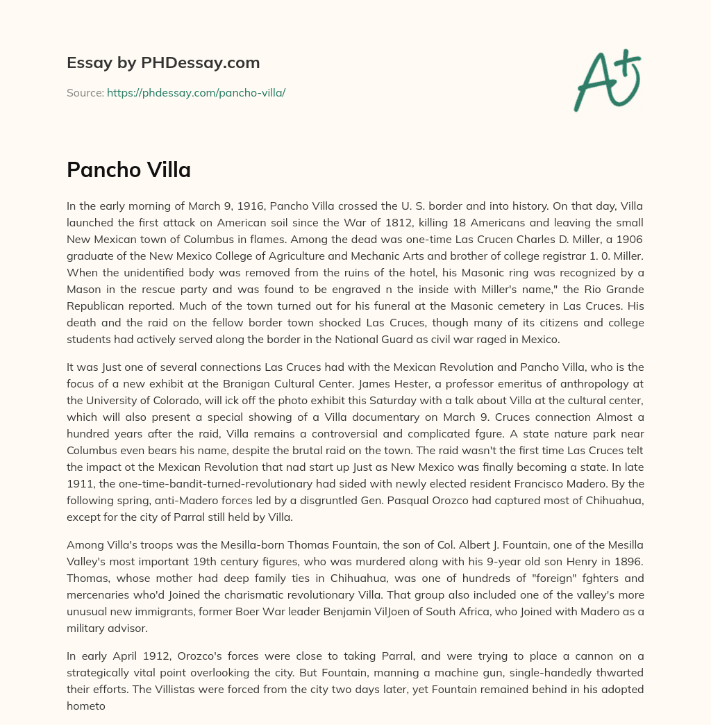 Pancho Villa essay
