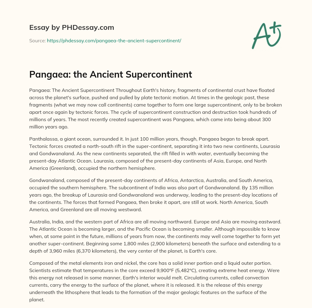 Pangaea: the Ancient Supercontinent essay