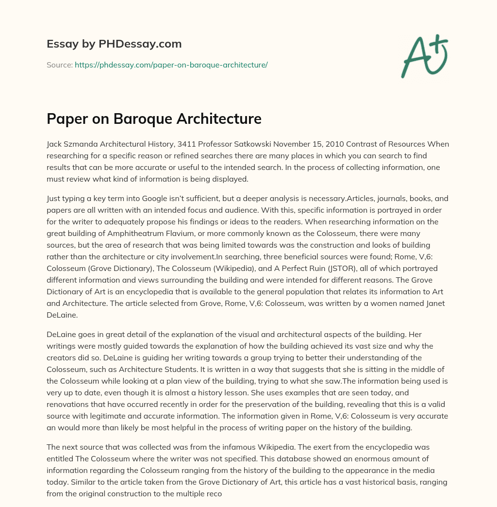 Paper on Baroque Architecture essay