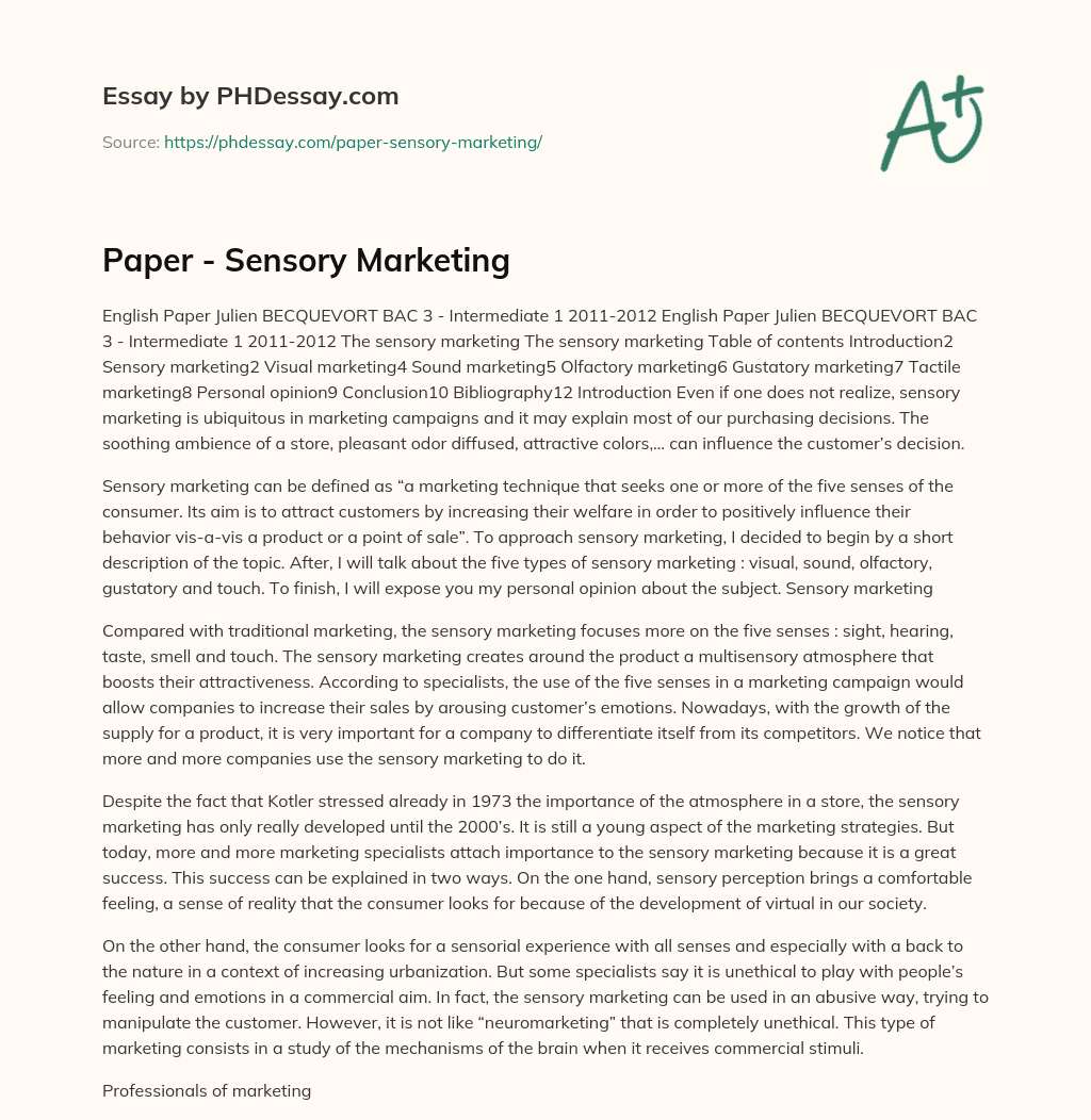 sensory marketing phd thesis