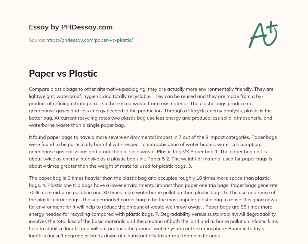 paper vs plastic compare and contrast essay