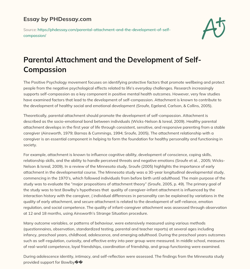 Parental Attachment and the Development of Self-Compassion essay