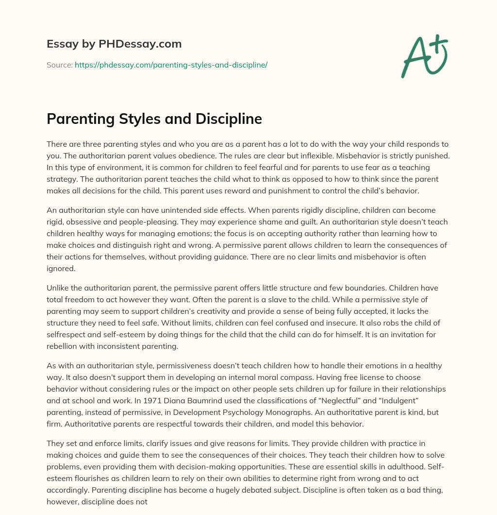 Parenting Styles and Discipline essay
