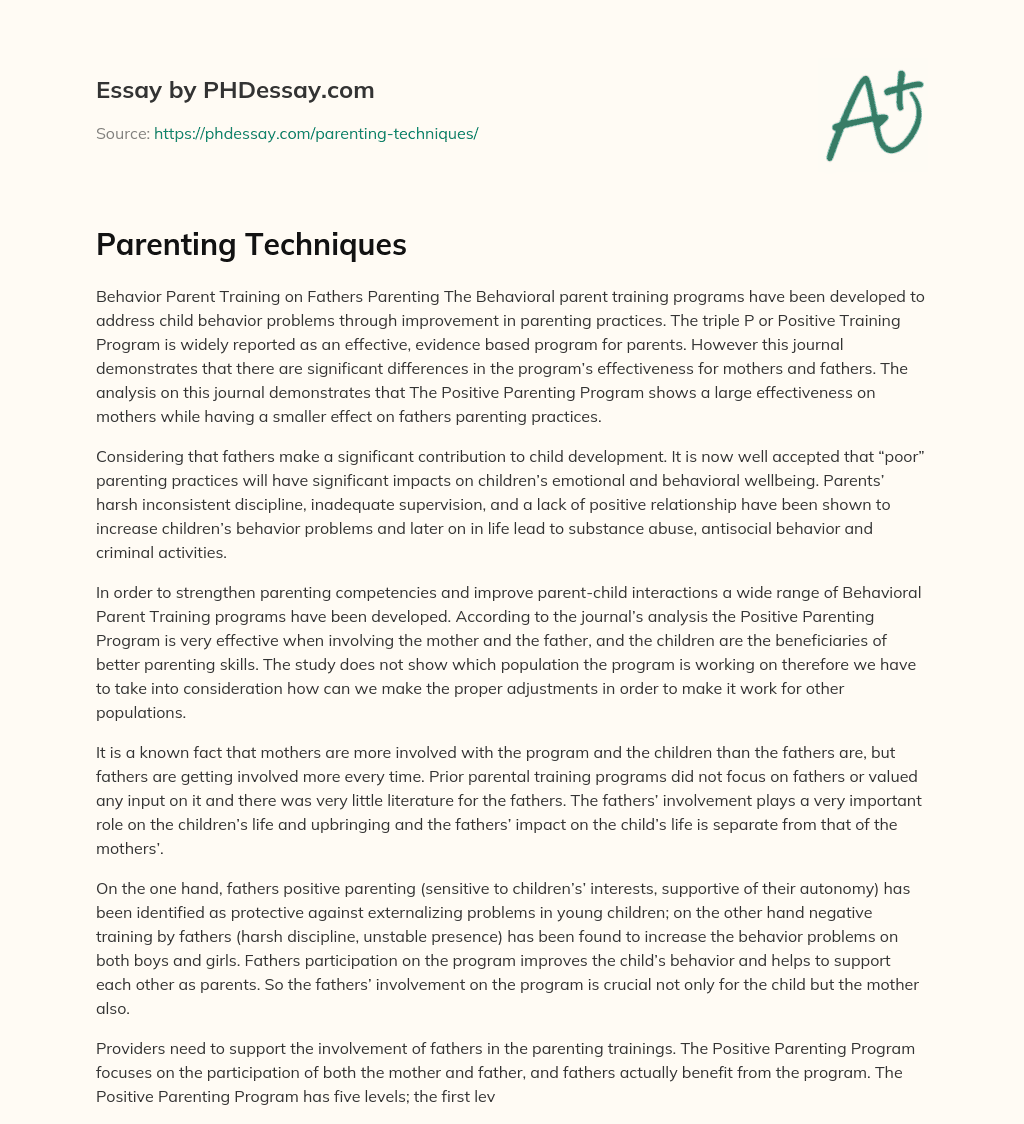 Parenting Techniques essay