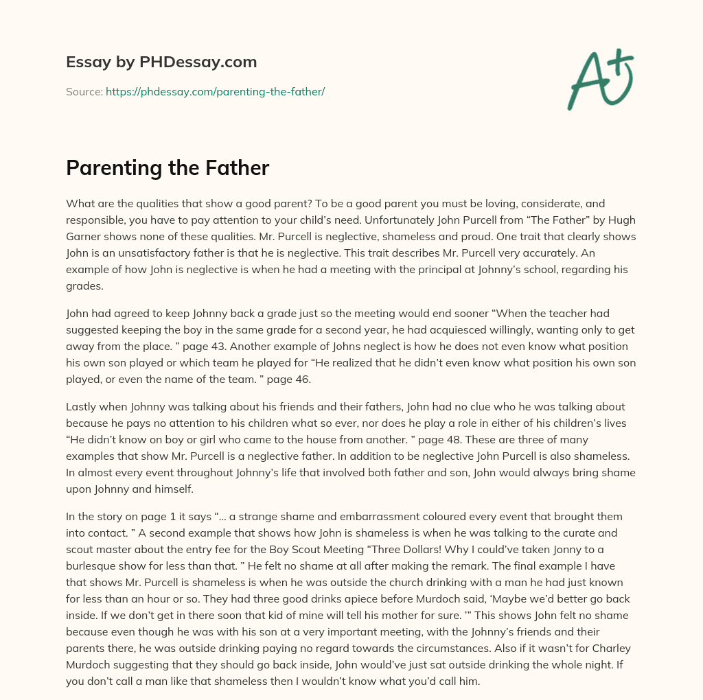 Parenting the Father essay