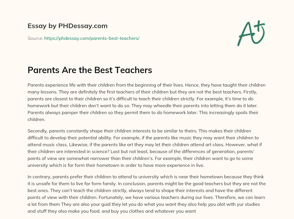 toefl essay parents are the best teachers
