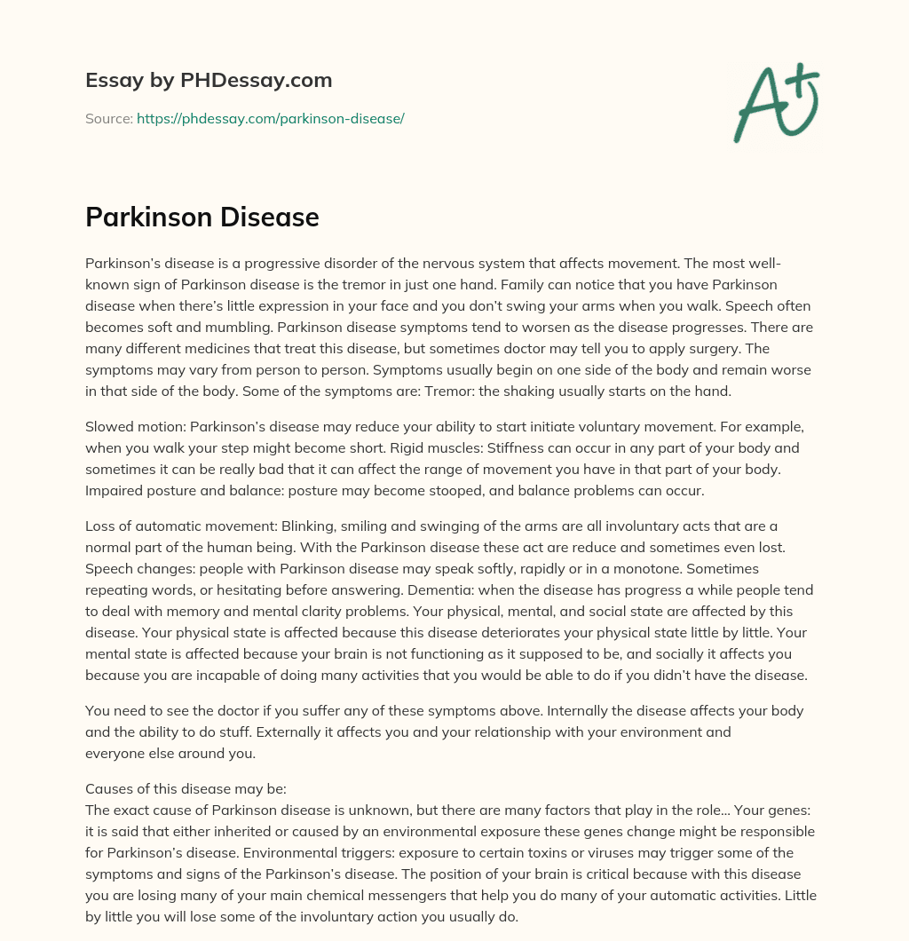 Parkinson Disease essay
