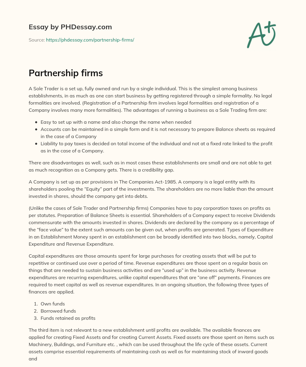 Partnership firms essay