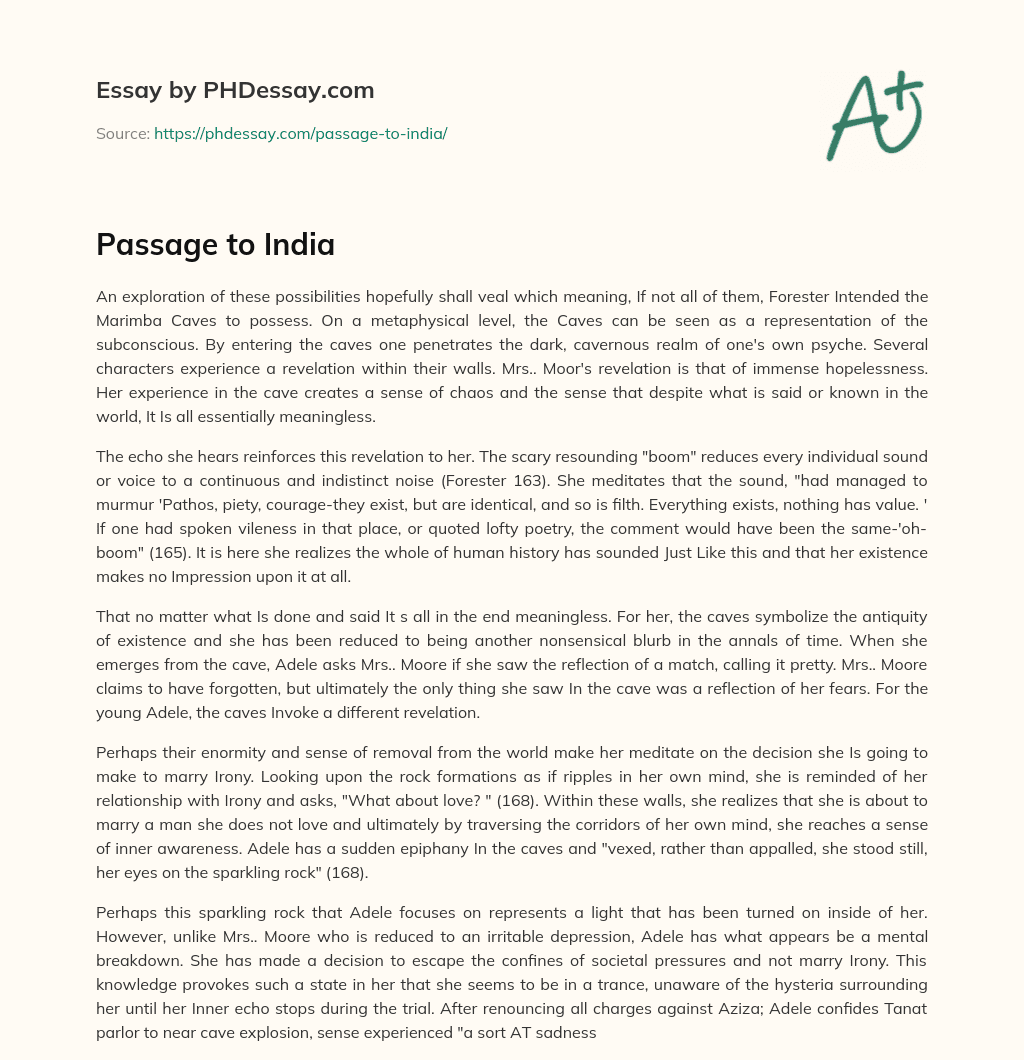 Passage to India essay