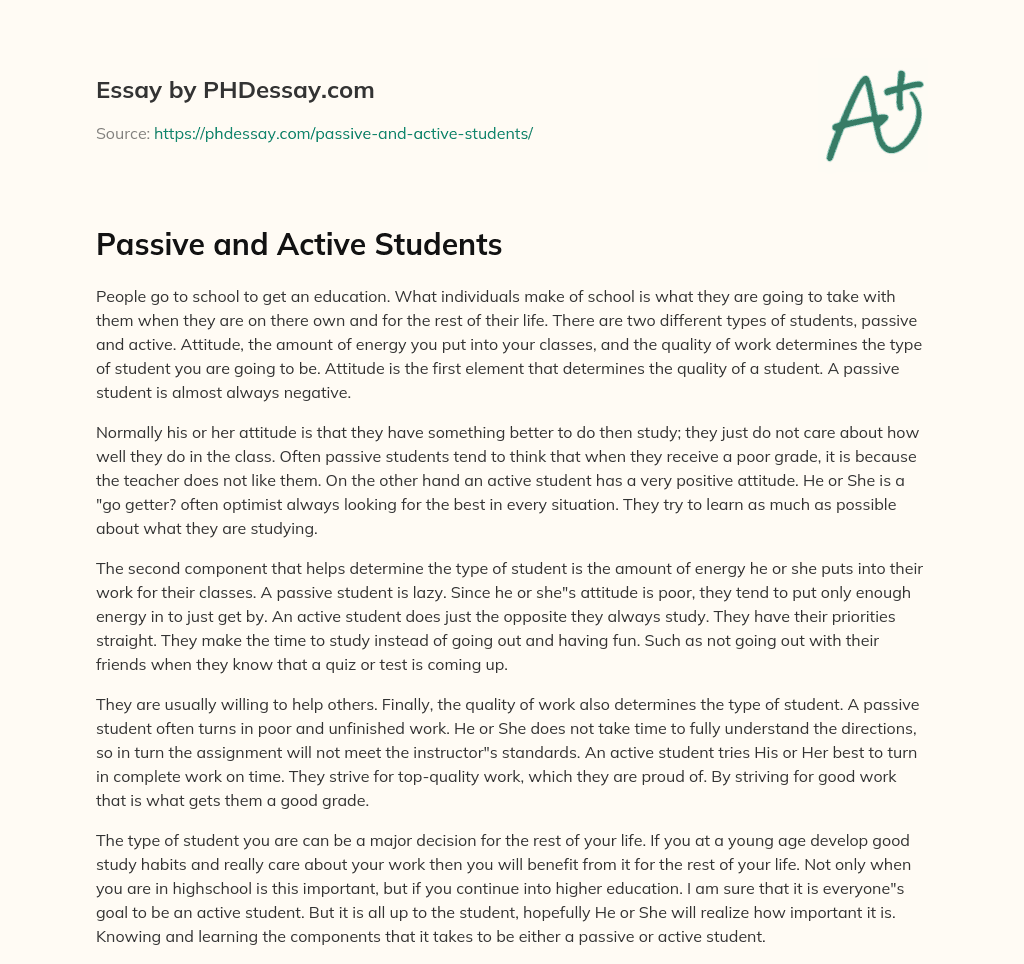 Passive and Active Students essay