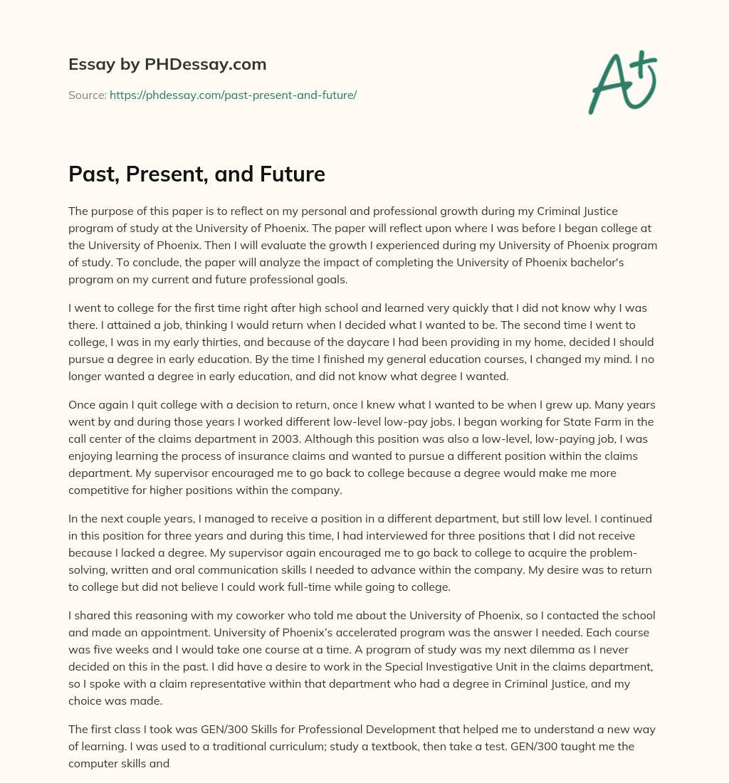 Past, Present, and Future essay