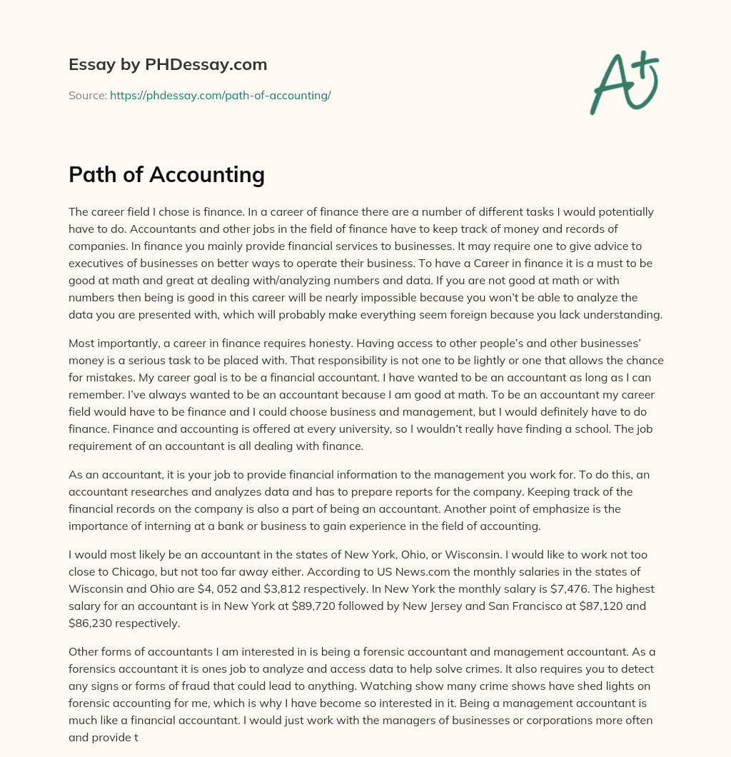 Path of Accounting essay