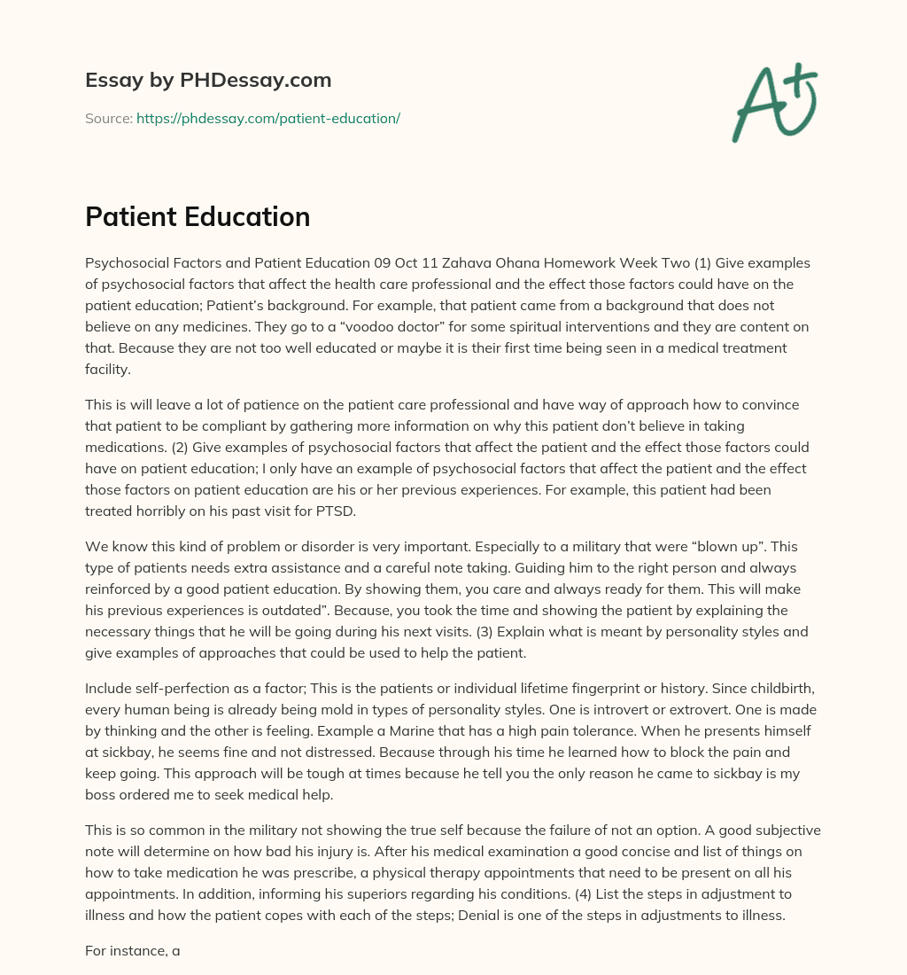 Patient Education essay