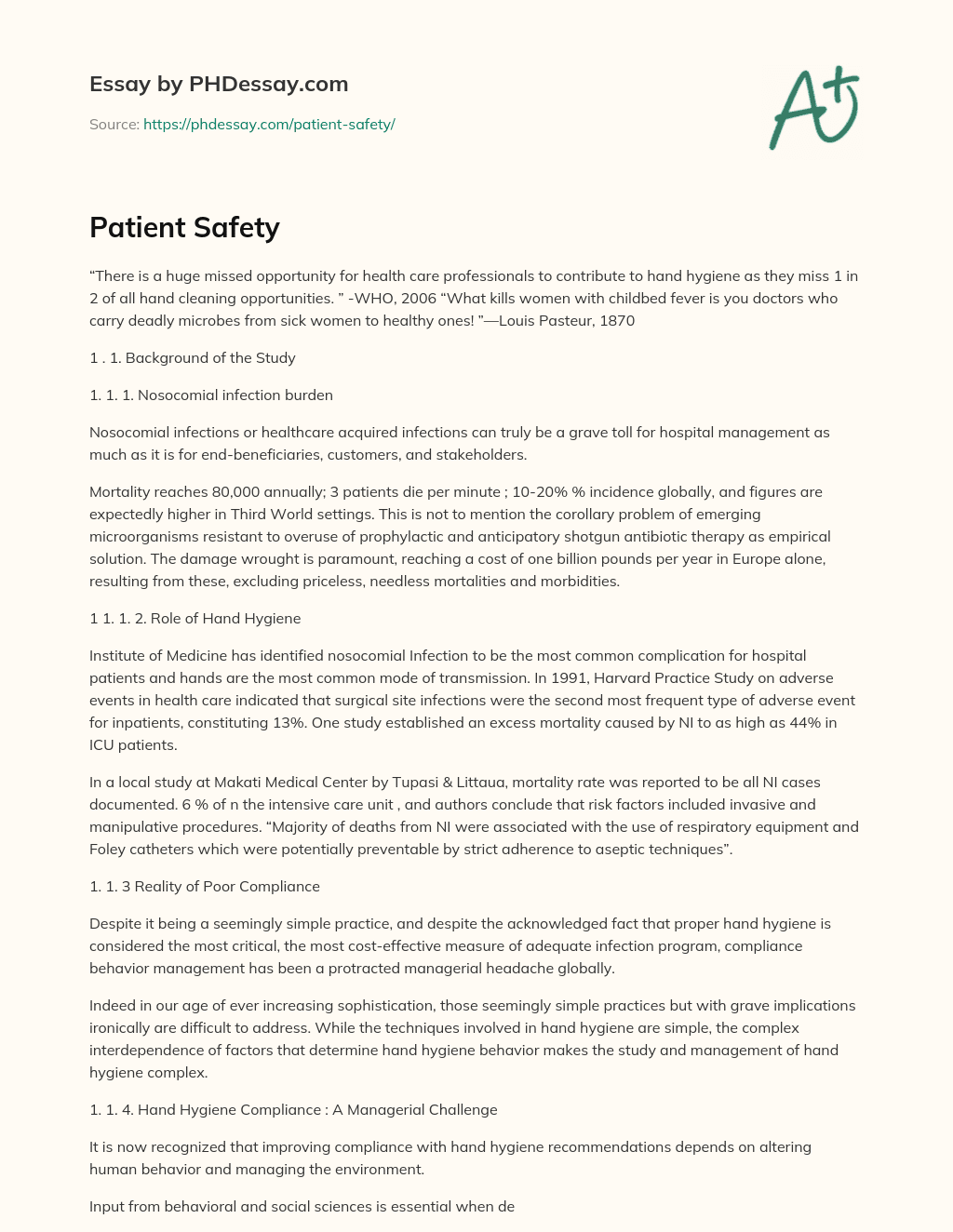 patient safety uk essay