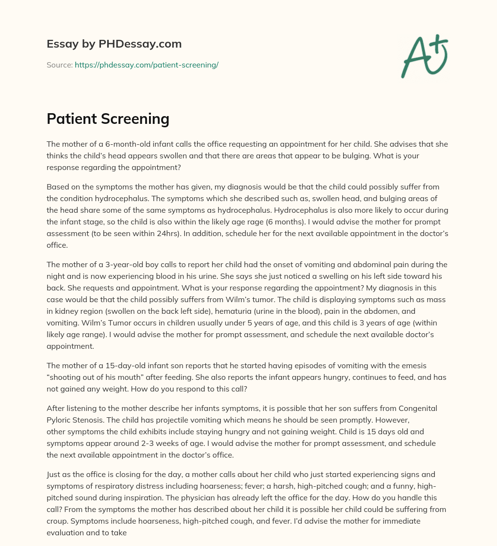 Patient Screening essay