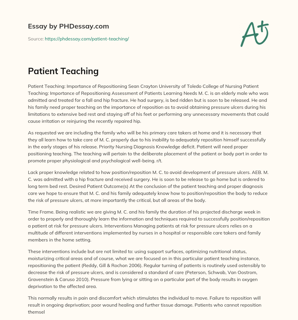 Patient Teaching essay