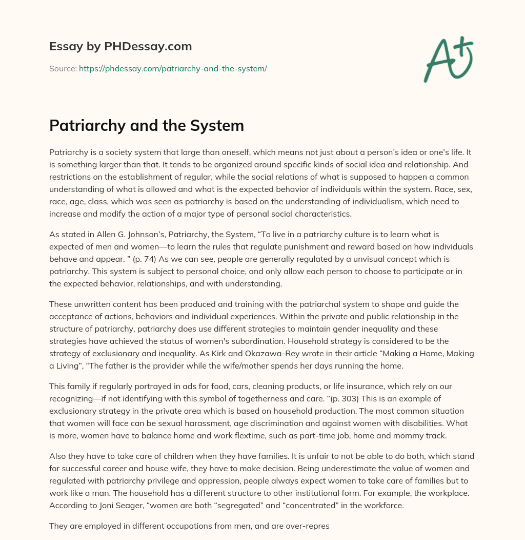 essay on patriarchy