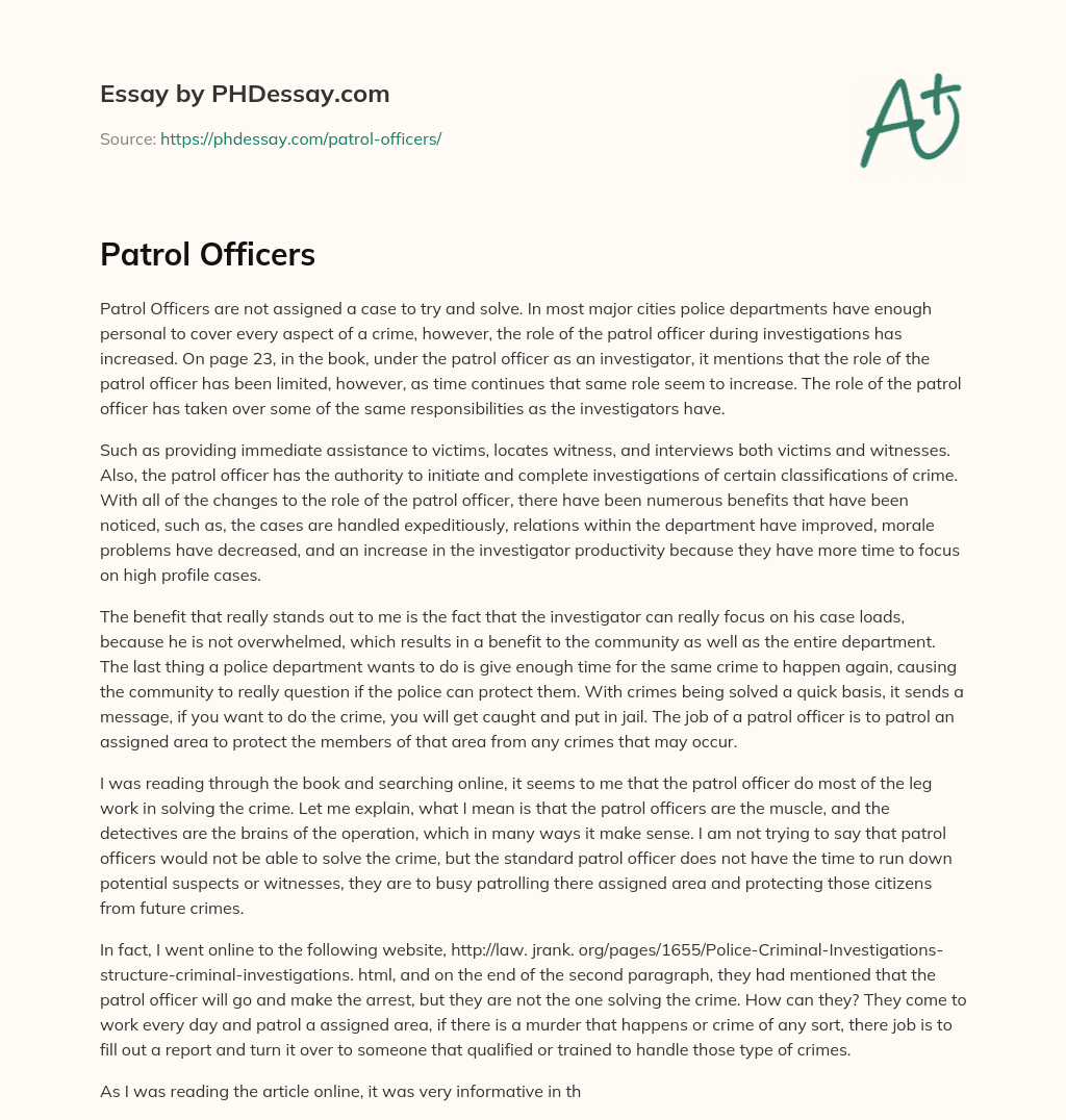 Patrol Officers essay