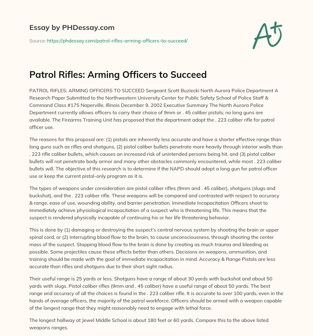 Patrol Rifles: Arming Officers to Succeed essay