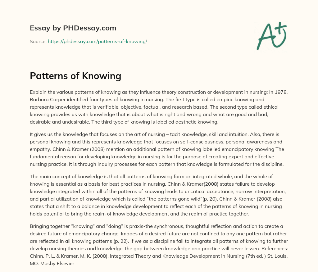 Patterns of Knowing essay