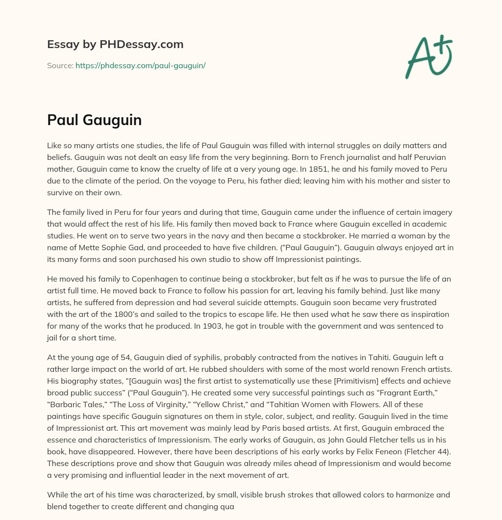Paul Gauguin essay