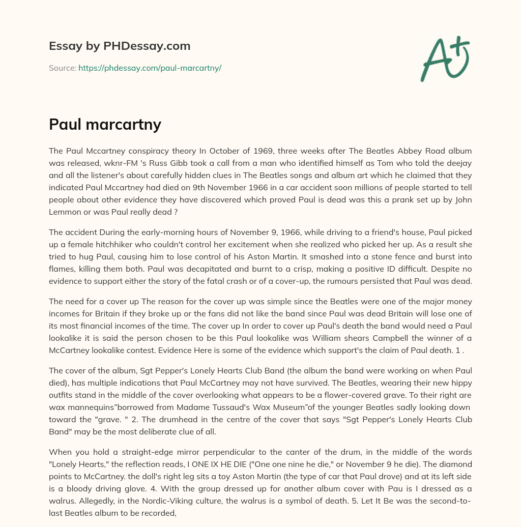 Paul marcartny essay