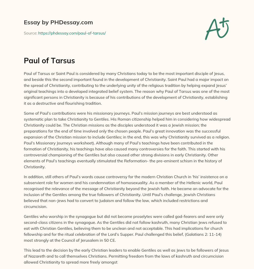Paul of Tarsus essay