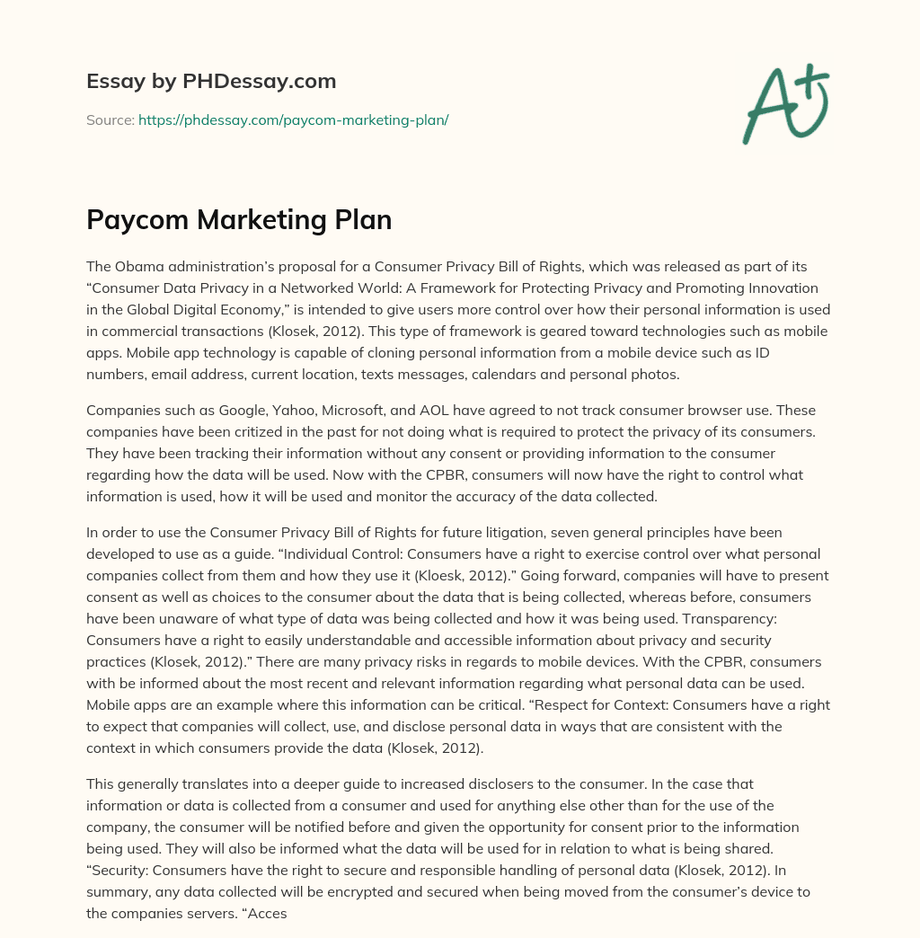 Paycom Marketing Plan essay