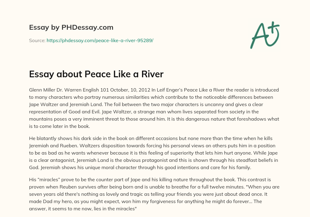 Essay about Peace Like a River essay